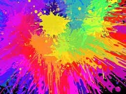 Vivid neon paint explosion artwork evoking energetic urban mess