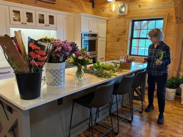 Lavender Floral Design Workshop at Lavender Hill Farm, Boyne City - Watering Can Arrangements photo 4