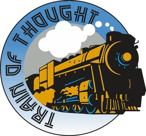 Vintage steam train illustration evoking scenic rail travel