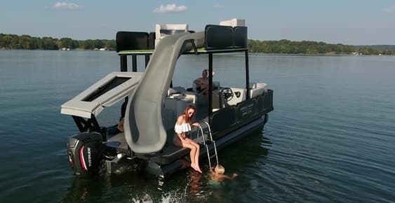 Double Decker Pontoon w/Slide, Trampoline, Water Couch and Paddleboard