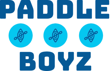 Paddle Boyz logo with kayak icons promoting paddling adventures