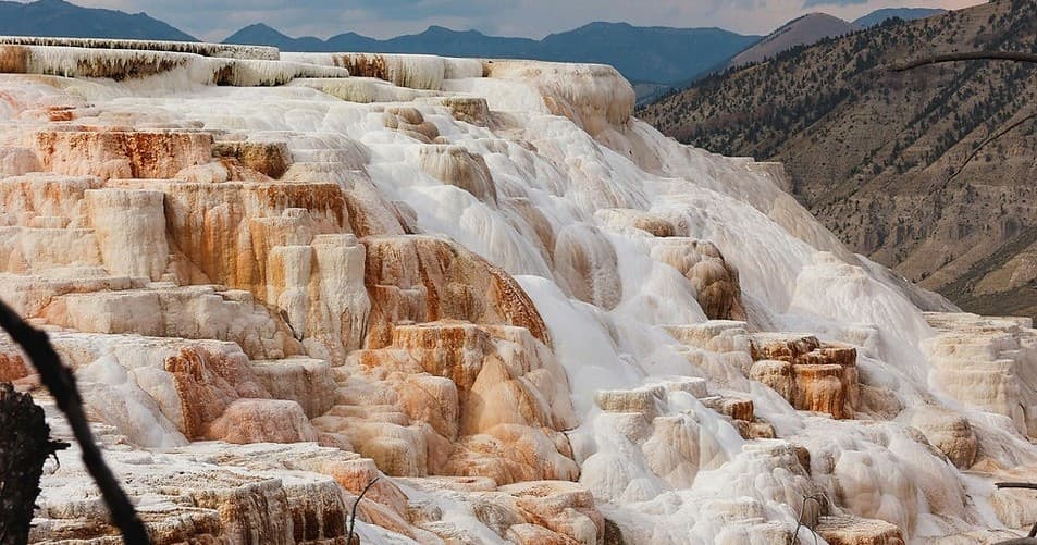 Mammoth Hot Springs travertine terraces showcasing mineral formations