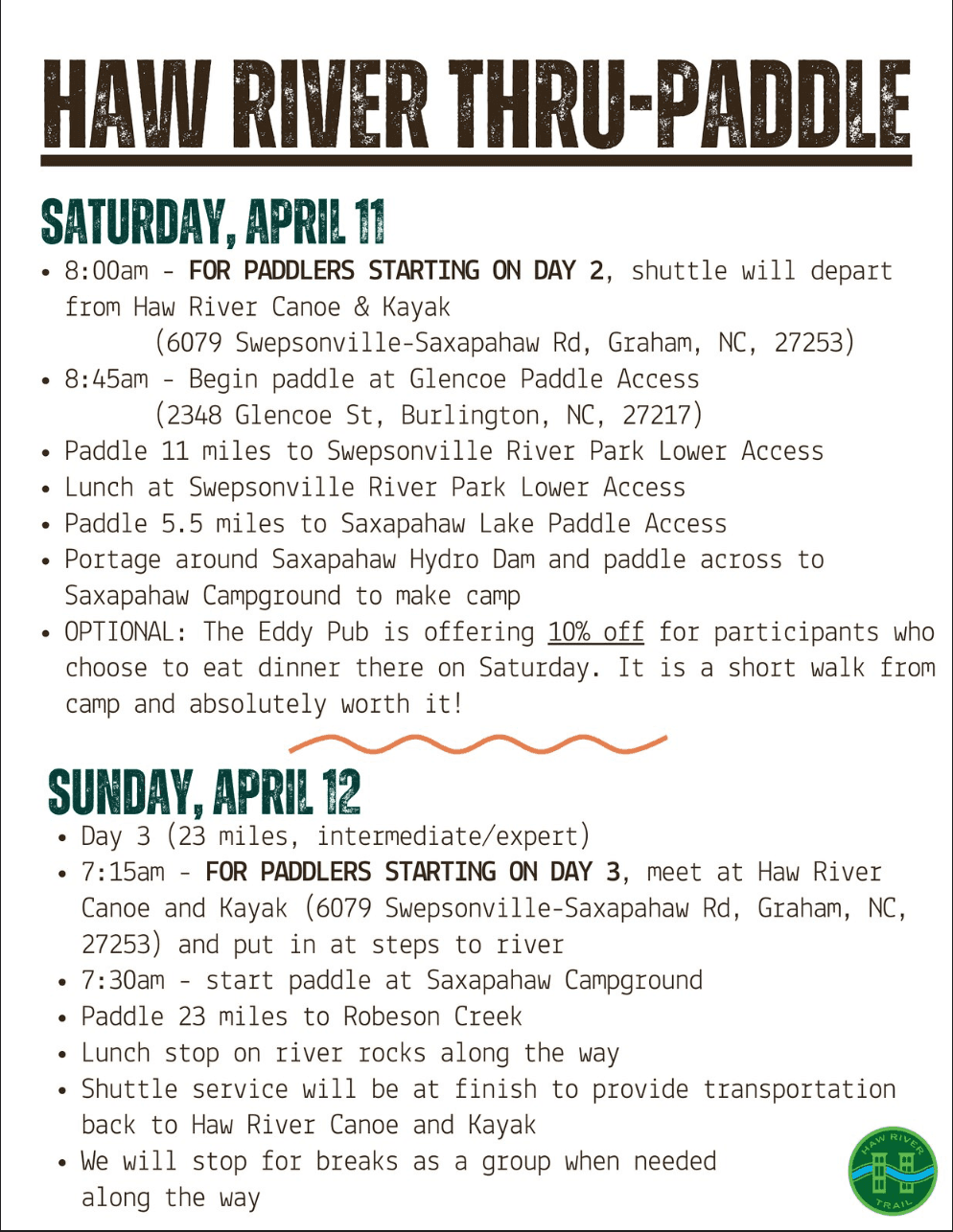 Haw River Thru-Paddle: Multi-Day Kayak & Canoe Rentals for the Haw River State Trail photo 4