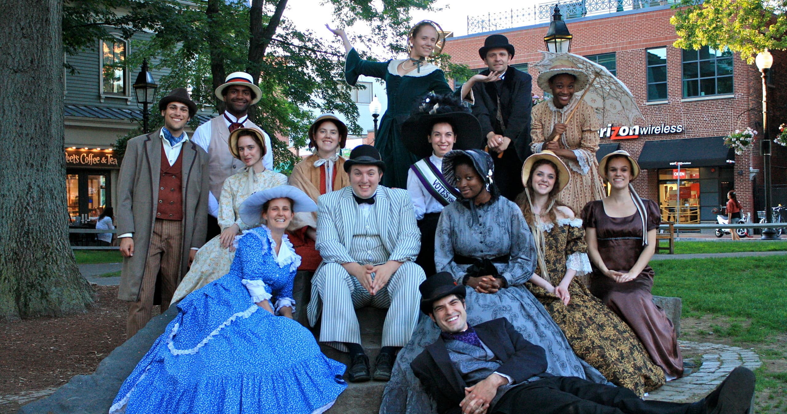 Cast portrait from outdoor Victorian-era walking tour in Cambridge
