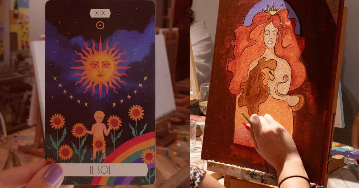 Tarot, Zodiac Painting & Wine in Madrid: Intuitive Art Workshop at C. de Colmenares
