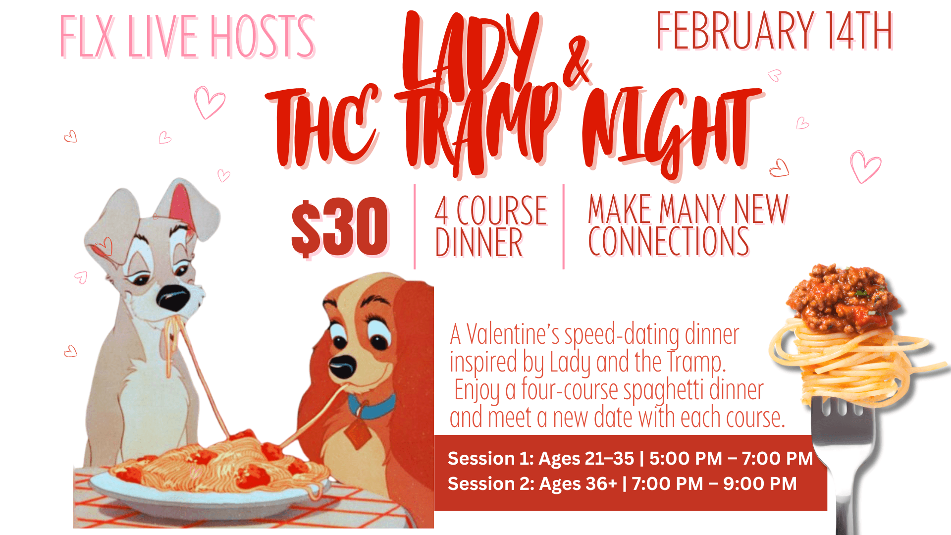 Lady & The Tramp Speed Dating Night in Geneva: Four-Course Spaghetti Date Night