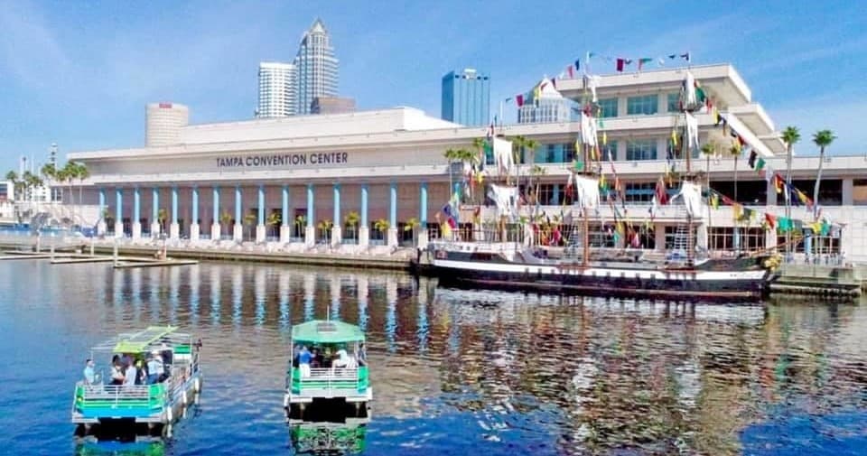Tampa waterfront with pedal boats by Convention Center