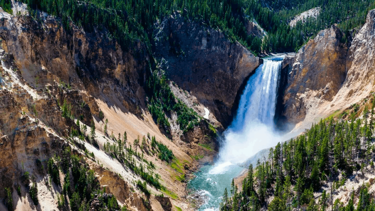 Yellowstone Lower Falls scenic river canyon waterfall landscape