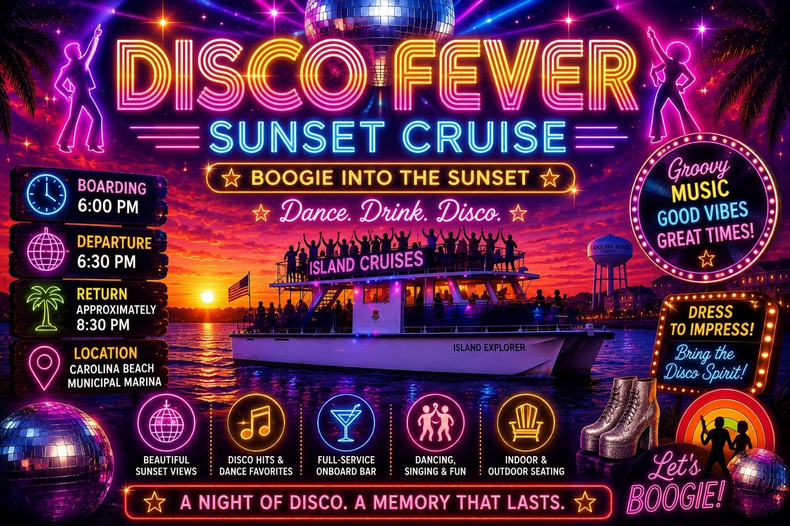 Boogie at Sea: Disco Fever Sunset Cruise on the Island Explorer