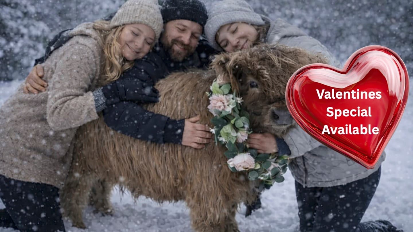 Valentine Cuddle Grams — Cupid Cow, Alpacas & Goat Visits from Pure Passions Farm in Kent, OH