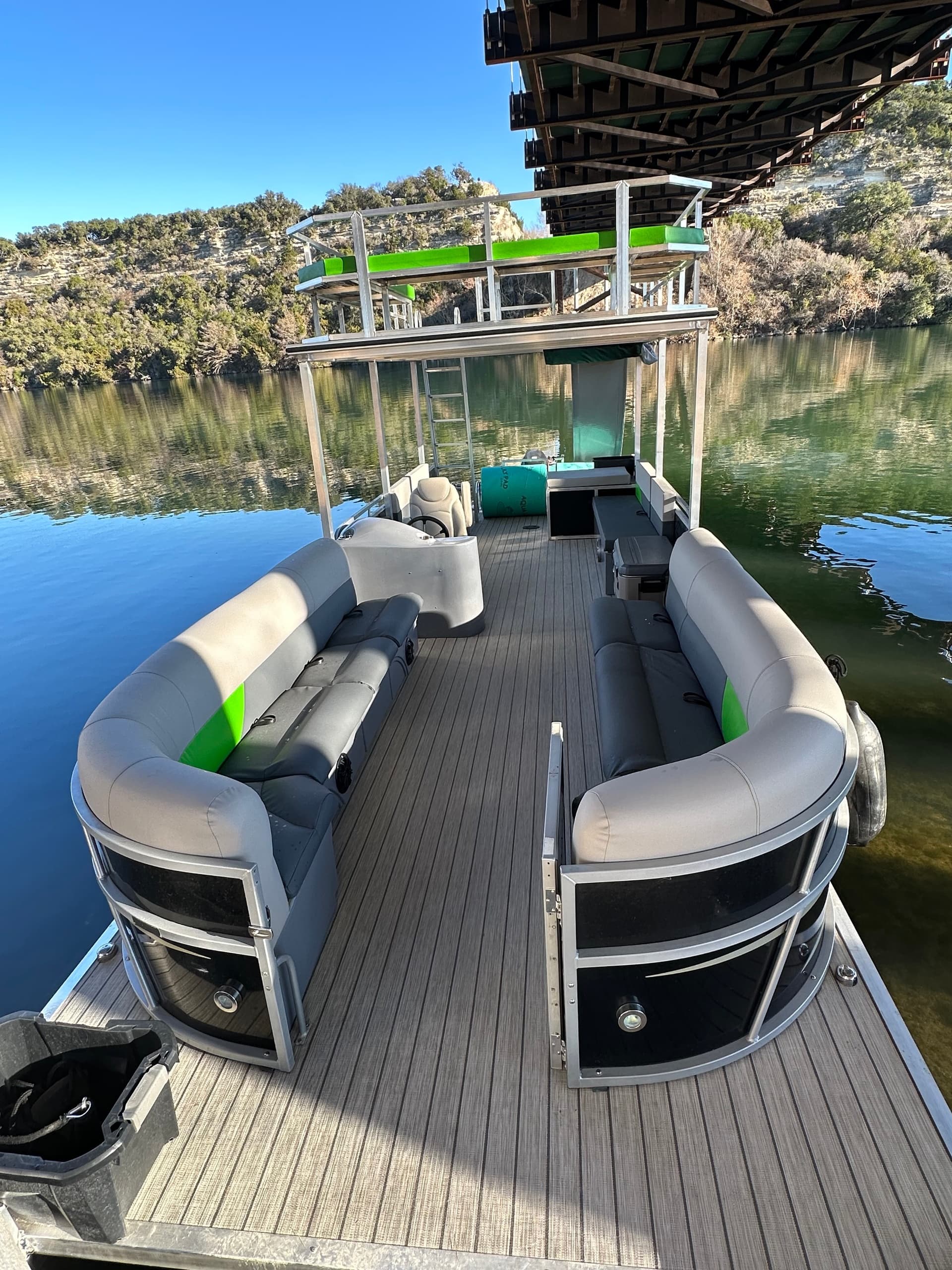Shark Double Decker Barge with Water Slide on Lake Lewisville