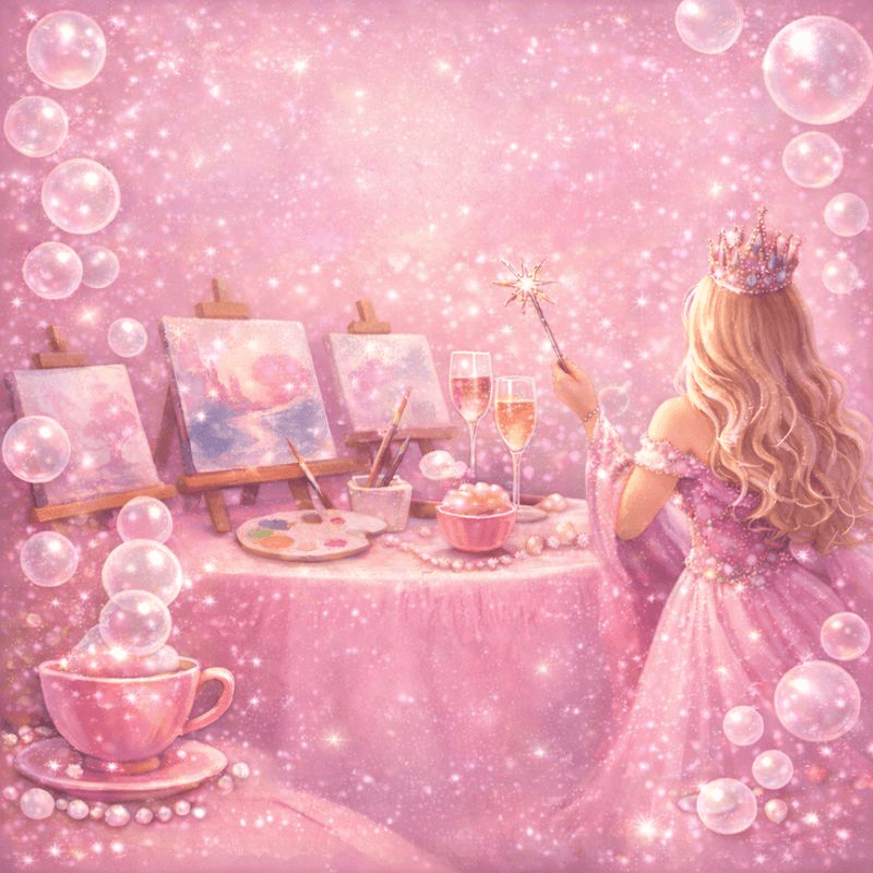 Paint, Bubbles & Glinda: Mommy & Me Canvas Session in Newport Beach
