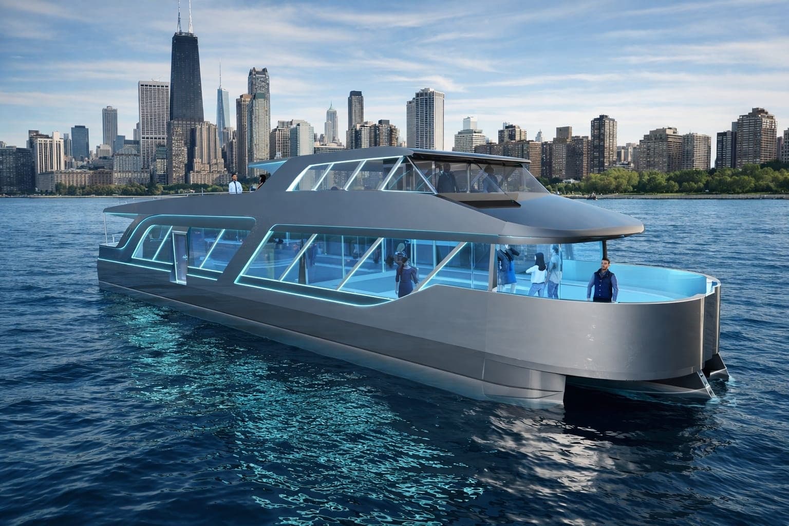 Private Yacht Charters on Lake Michigan: 85ft. Power Catamaran at Burnham Harbor
