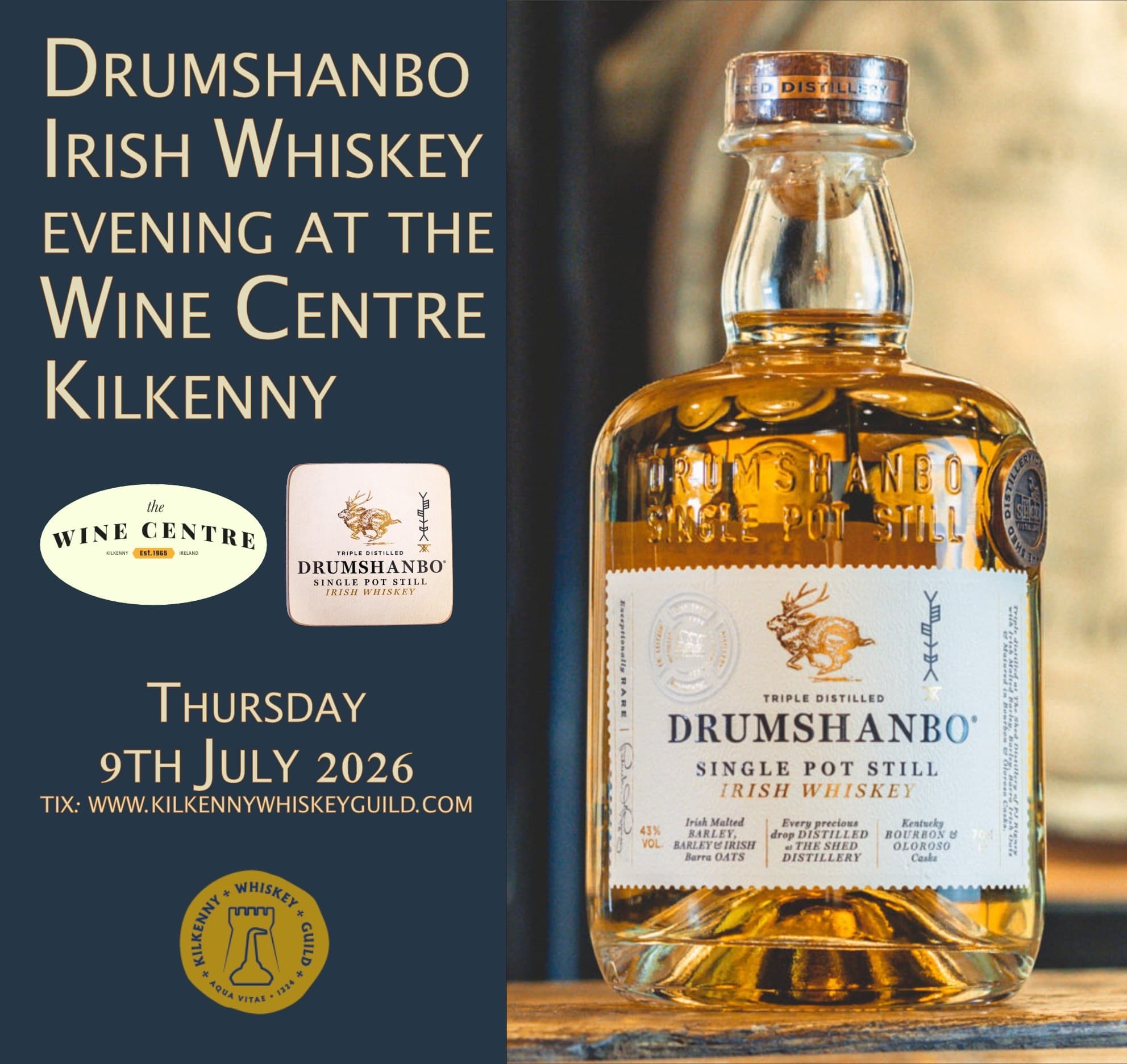 Drumshanbo Whiskey Evening at The Wine Centre Kilkenny — Intimate Tasting with Shed Distillery photo 1