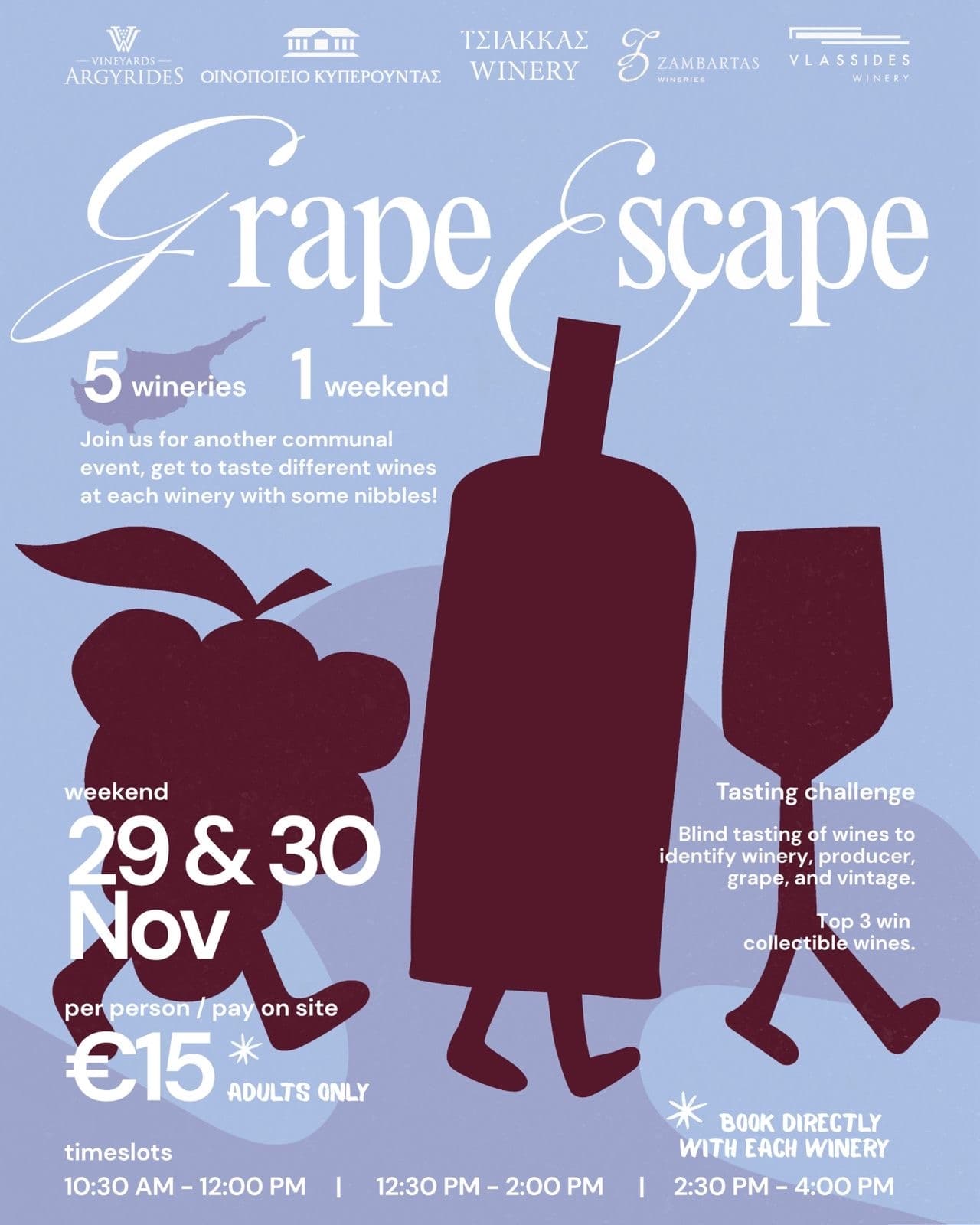 Grape Escape 2025: Two-Day Wine Tour of Five Cypriot Wineries