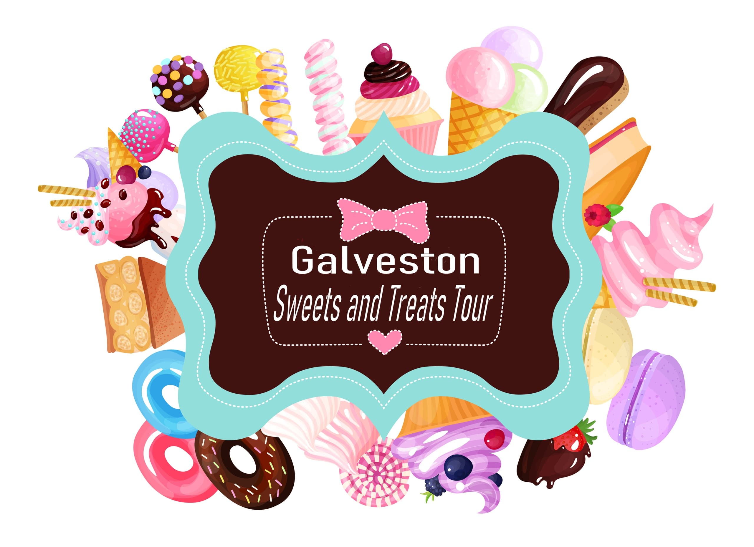 Galveston sweets and treats food tour colorful logo