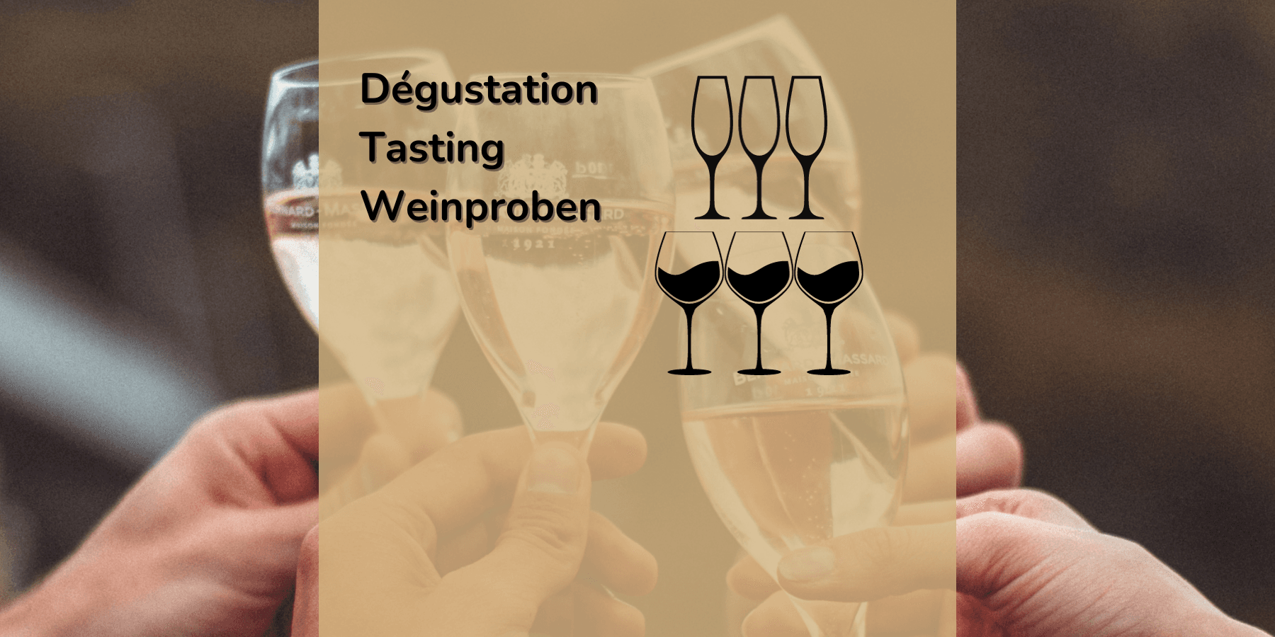 Hands clinking champagne glasses during winery tasting event