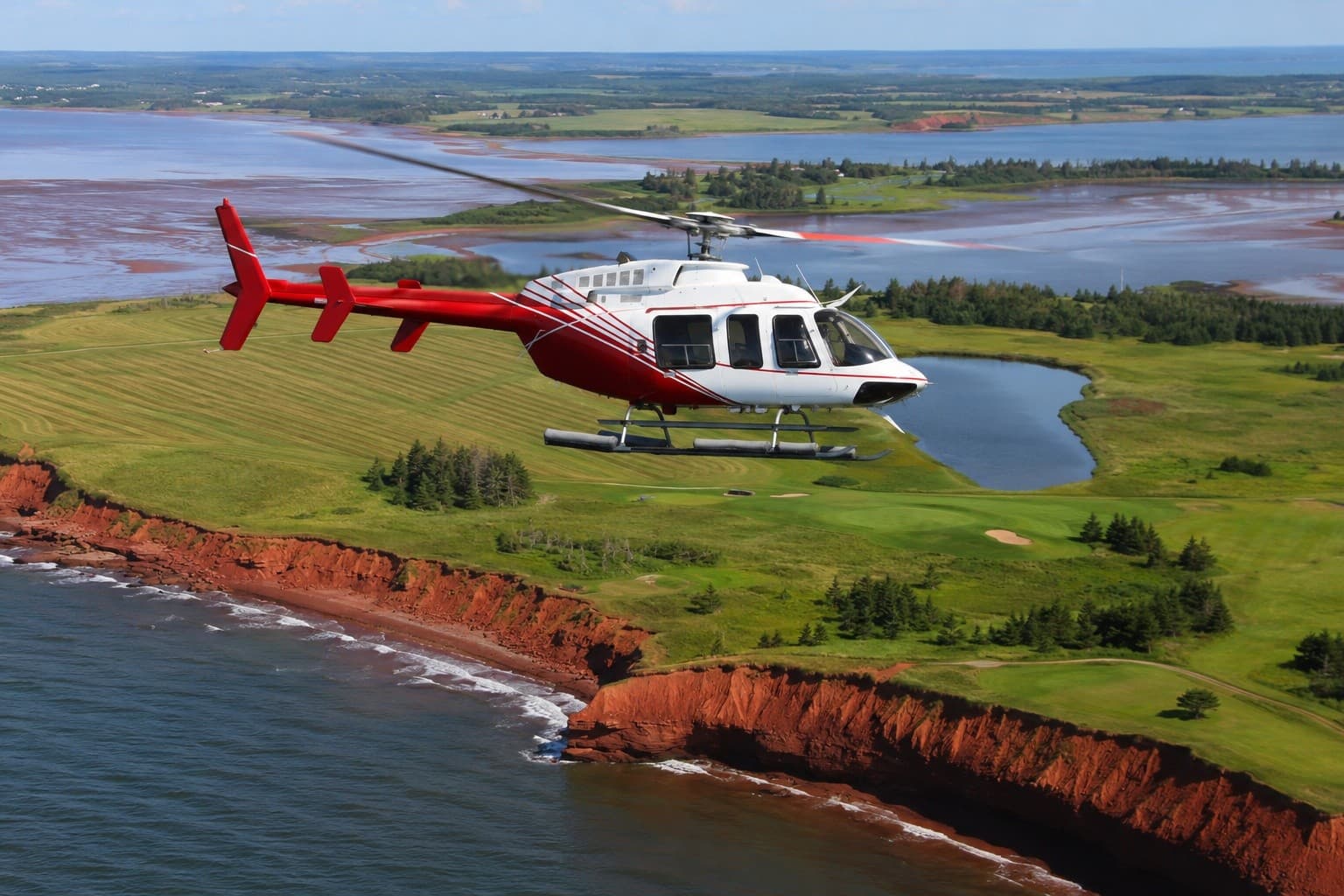 Helicopter Tour of PEI's North Shore: Red Cliffs, Rustico & Malpeque Oysters