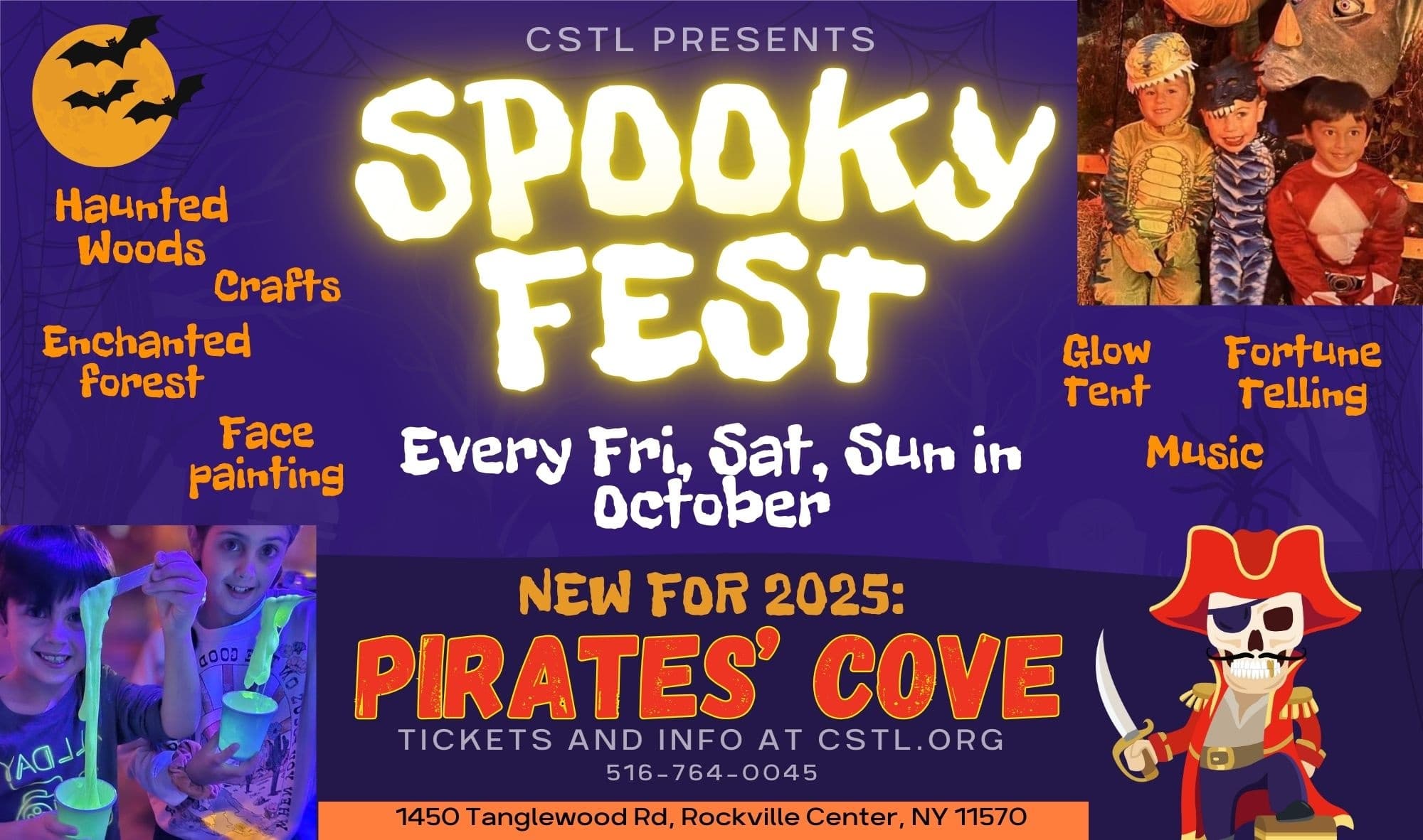 Spooky Fest poster for haunted woods event in Rockville Center