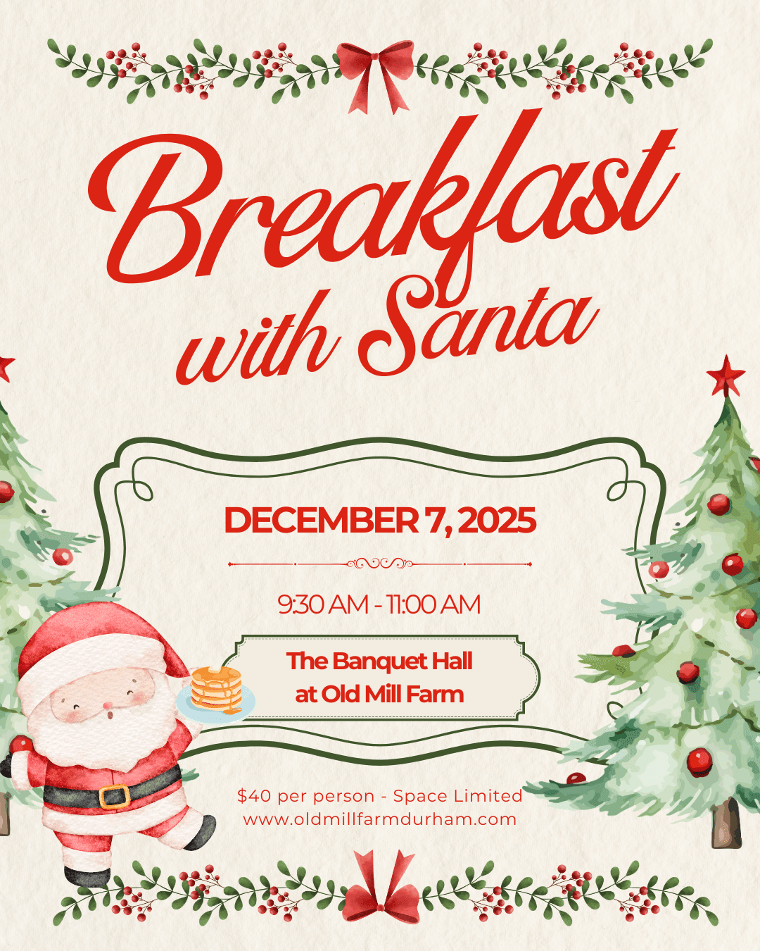 Breakfast with Santa at oldmillfarmdurham: Farm Holiday Breakfast & Reindeer Visits in Durham, NC photo 1
