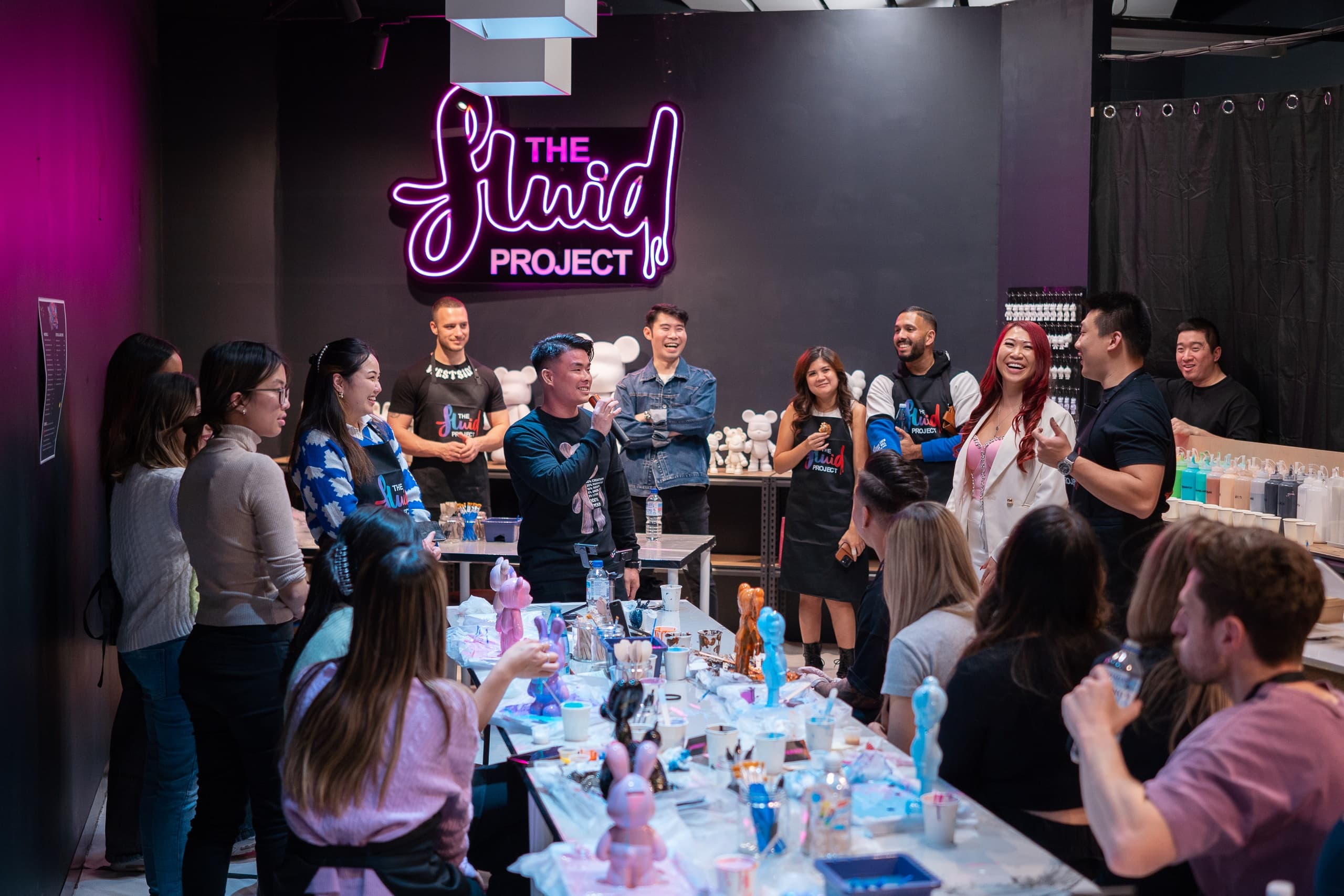 Group paint workshop at The Fluid Project studio Melbourne