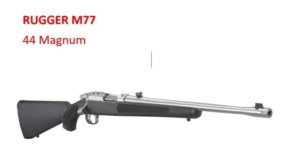 Ruger M77 .44 Magnum rifle on white background, product