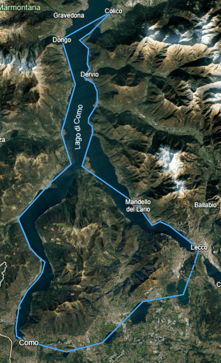 Seaplane aerial route over Lake Como showcasing scenic flight