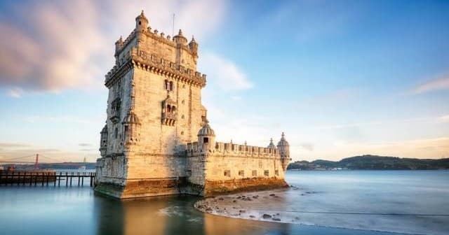 Belém Tower on Tagus River, Lisbon waterfront historic landmark