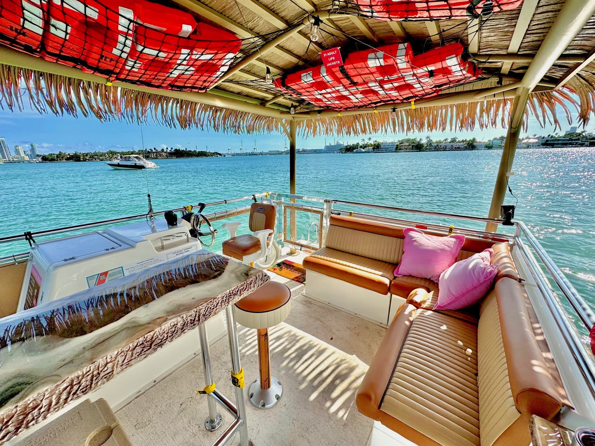 Explore Miami’s Vibrant Waterways on a Private Morning Tiki Boat Adventure