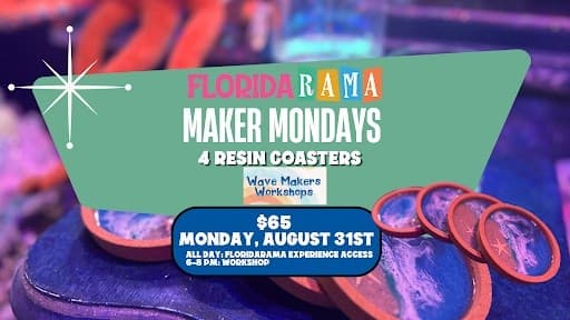 Wave Makers Resin Coaster Workshop at FloridaRAMA: St. Petersburg Ocean-Inspired Art Session