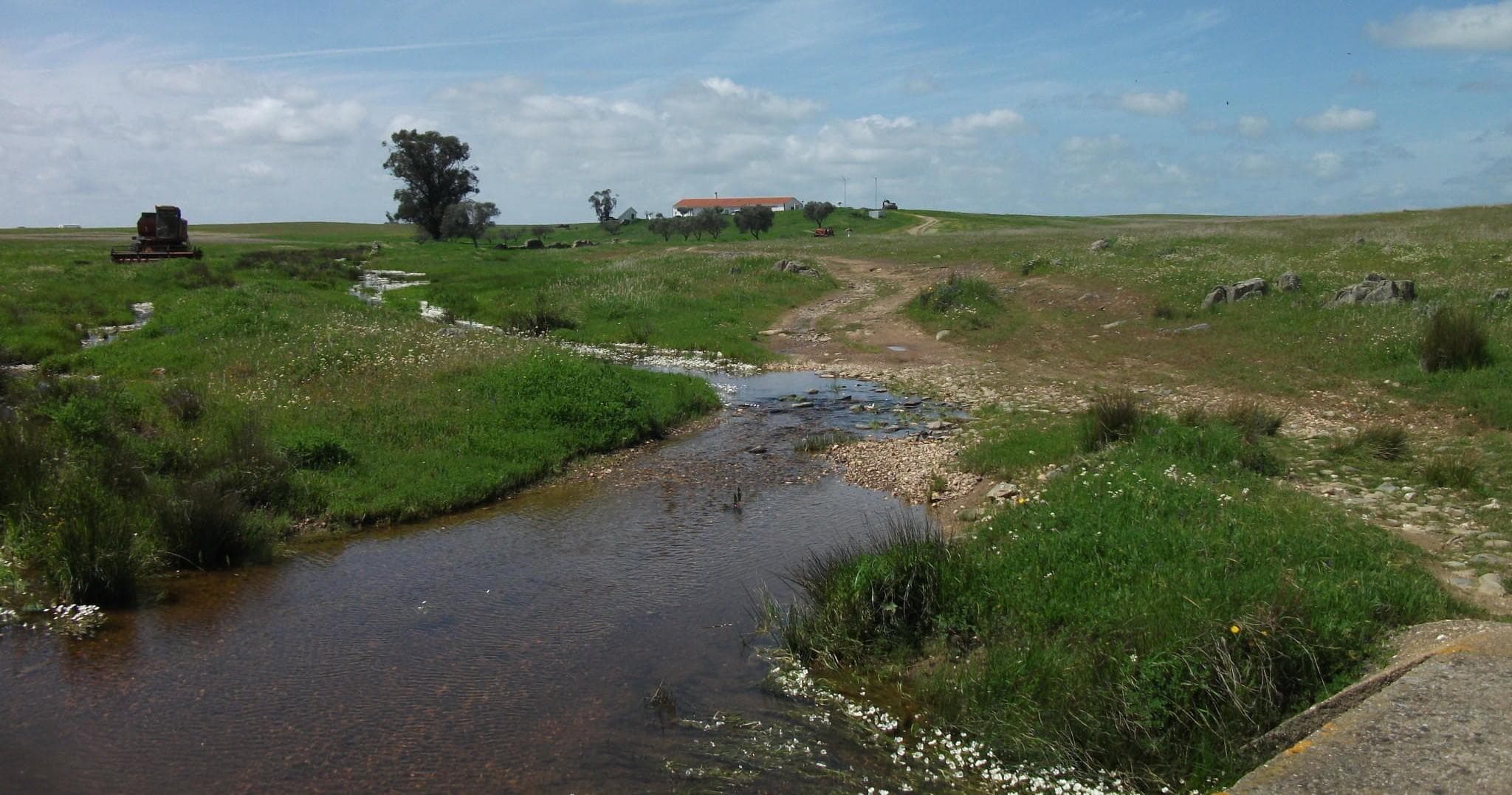 Rural river and meadow panorama ideal for guided hikes