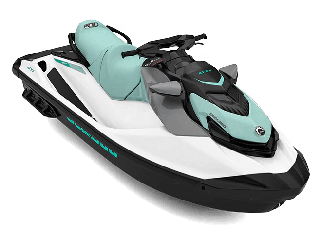Jet ski personal watercraft product display on white studio background