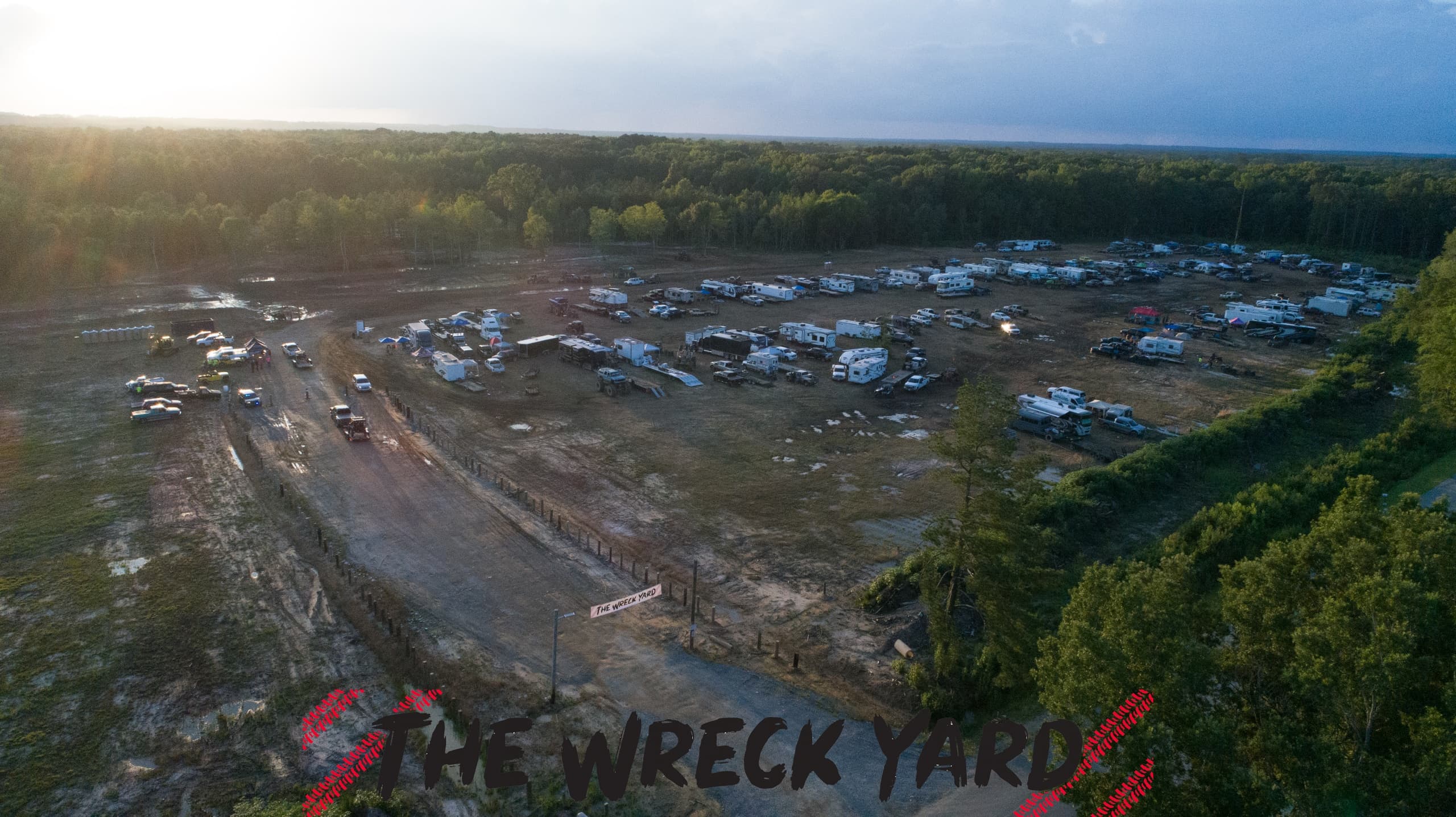 Aerial wreck yard terrain used for large-scale outdoor games