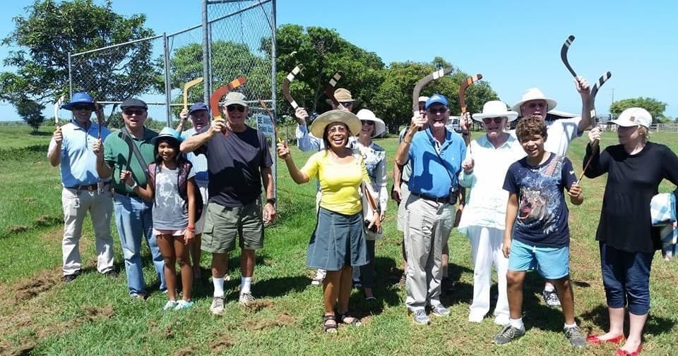 Guided wildlife and bushwalking tour group on grassy Mungalla trails