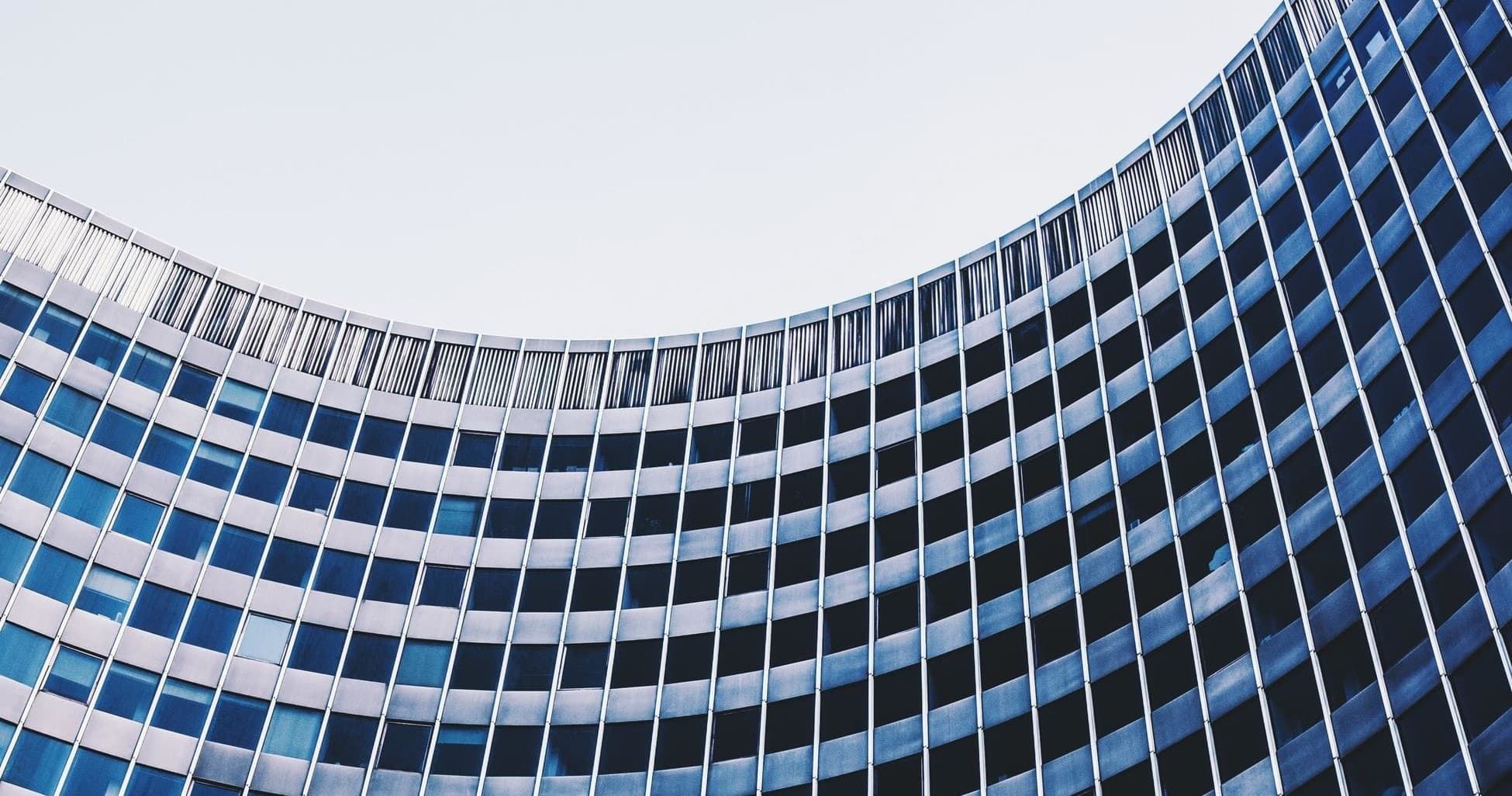 Curved glass office facade in Brussels modern district