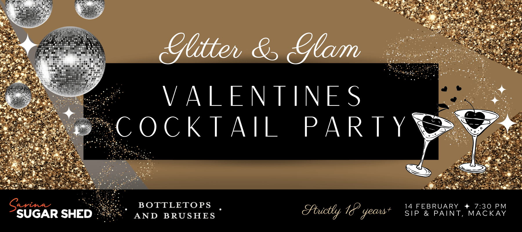 Glitter and Glam Valentine Cocktail Party in Mackay — Bottletops and Brushes