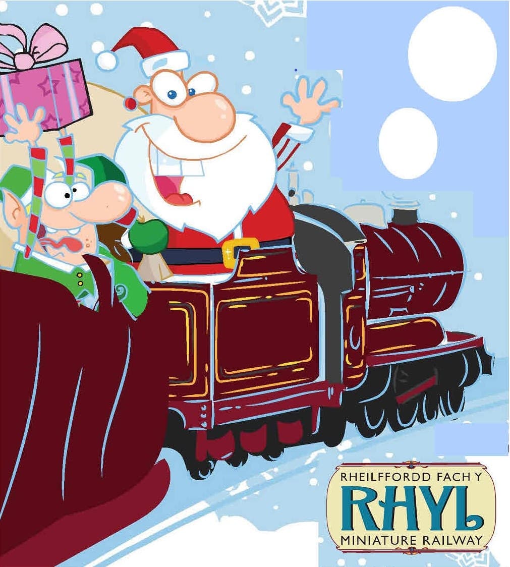 Santa waving on Rhyl miniature railway festive winter train ride