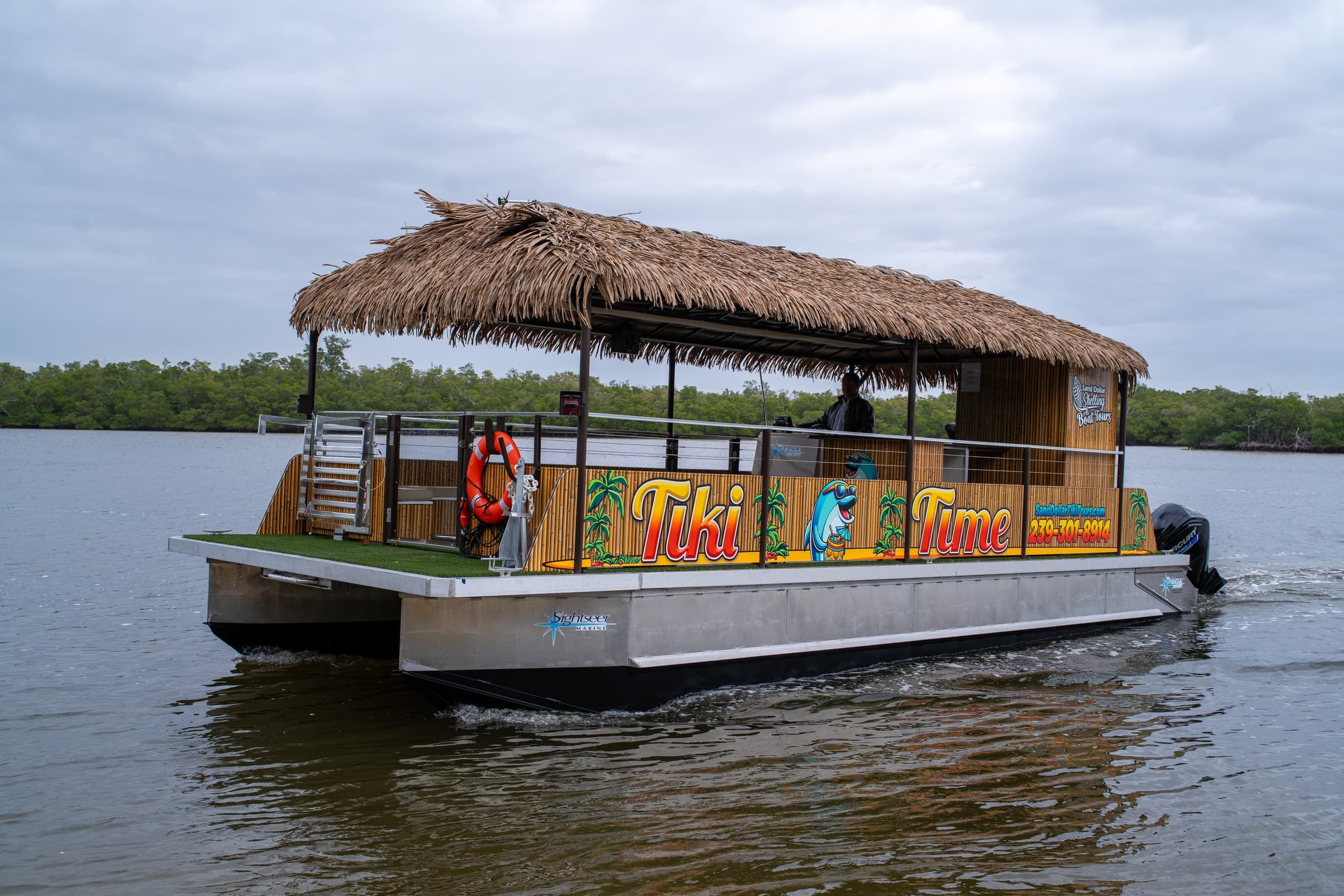 Marco Island tiki boat tour through coastal mangroves