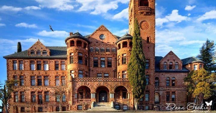 Preston Castle historic exterior in Ione CA, sunny facade