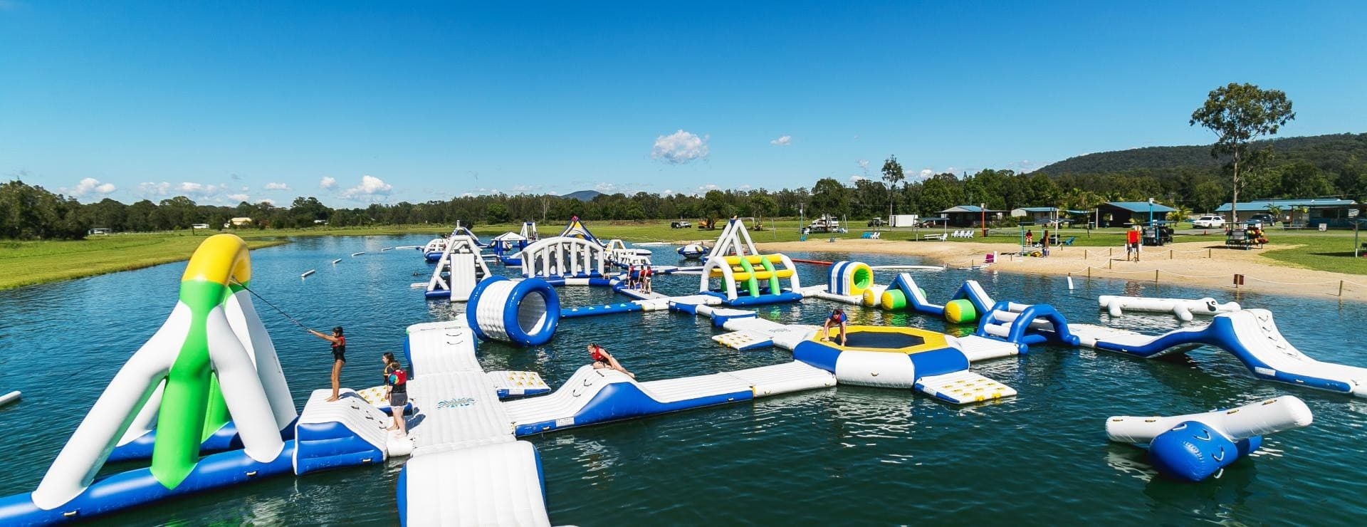 Stoney Aqua Park: Inflatable Aqua Park on Telegraph Point's Freshwater Lake