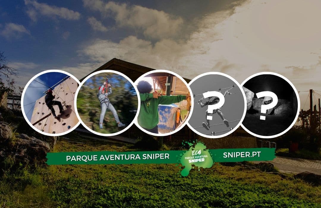 Adventure park hero collage showing activities and mystery events outdoors