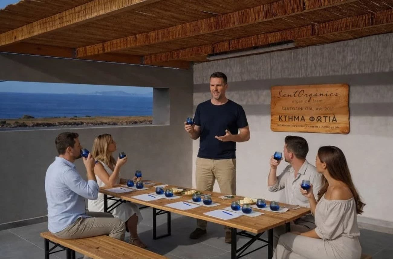 SantOrganics Organic Farm Picnic & Olive Oil Tasting Near Oia, Santorini