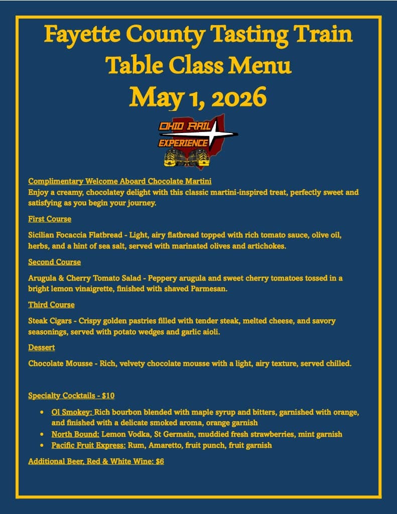 Fayette County Tasting Train: Two-Hour Evening Food and Drink Ride from Washington Court House photo 1