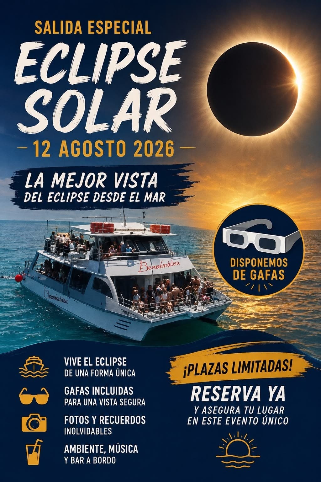 Sunset Solar Eclipse Catamaran Cruise off Gandía
