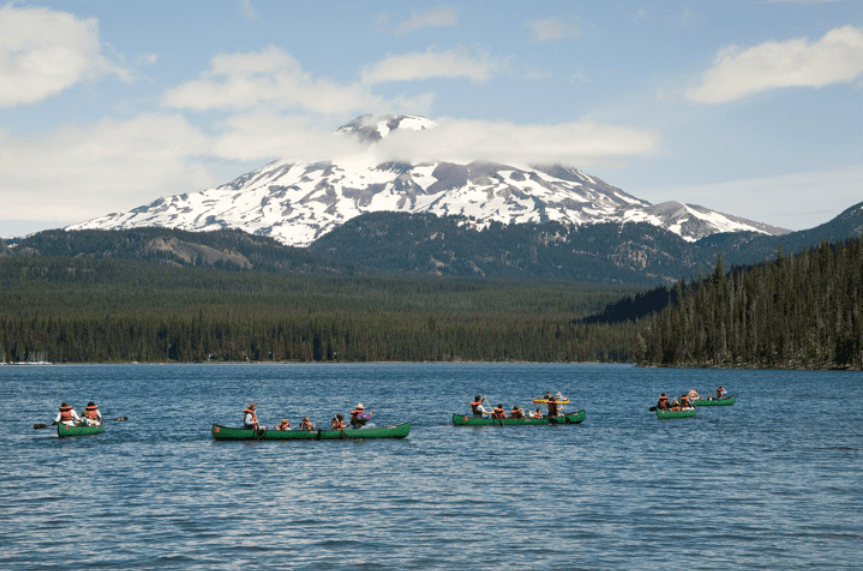 Canoeing Serenity at Elk Lake Resort in Bend, Oregon