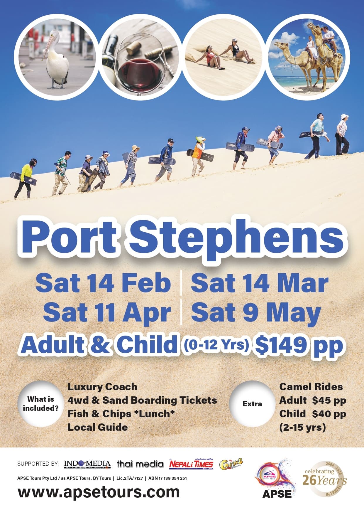 Port Stephens Dune Adventure: Camel Rides, 4WD & Sandboarding Day Tour