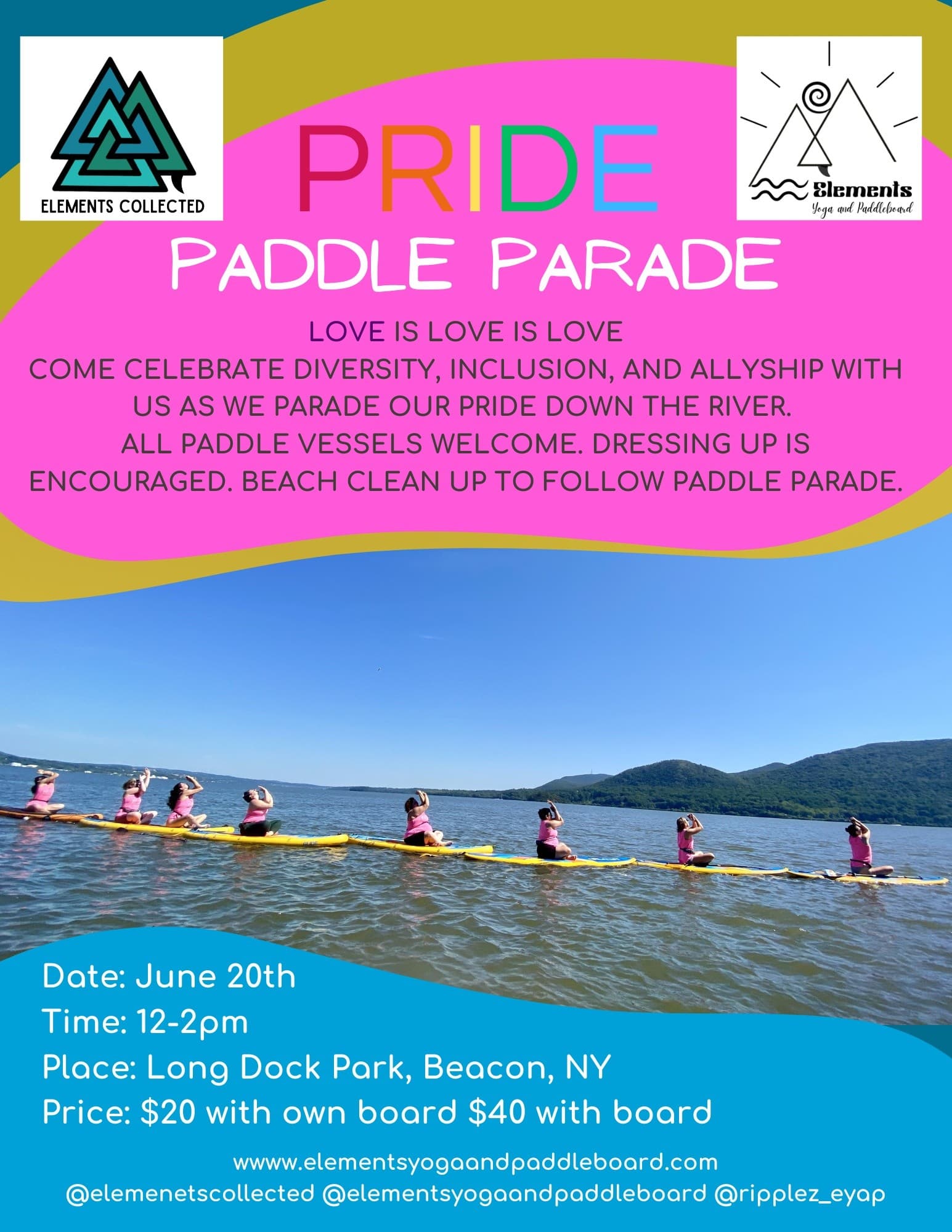 Elements On The River: Paddle Parade & Beach Clean Up at Long Dock Park Beacon NY