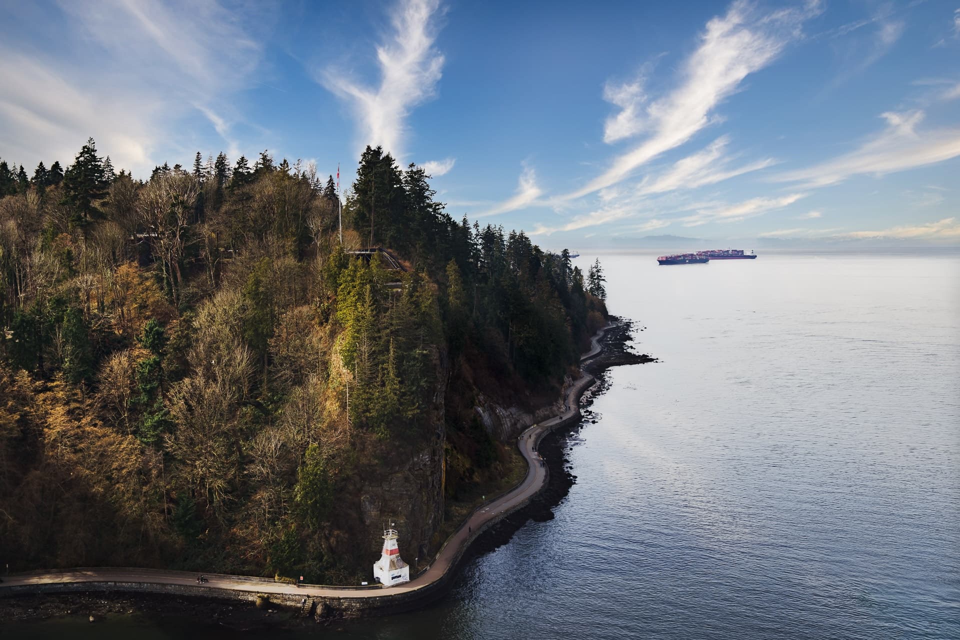 Aerial coastal headland and ocean vista ideal for cycling tours