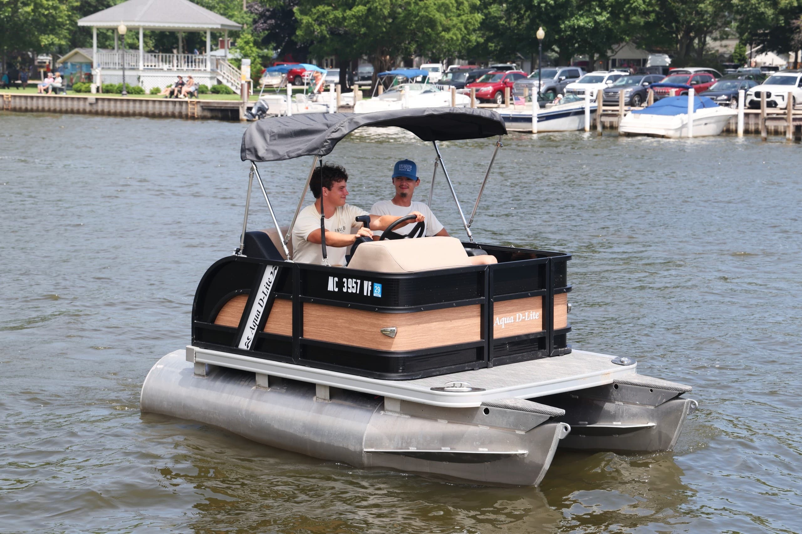 select-11-foot-mini-pontoon-saugatuck-lake-michigan-affordable-rental