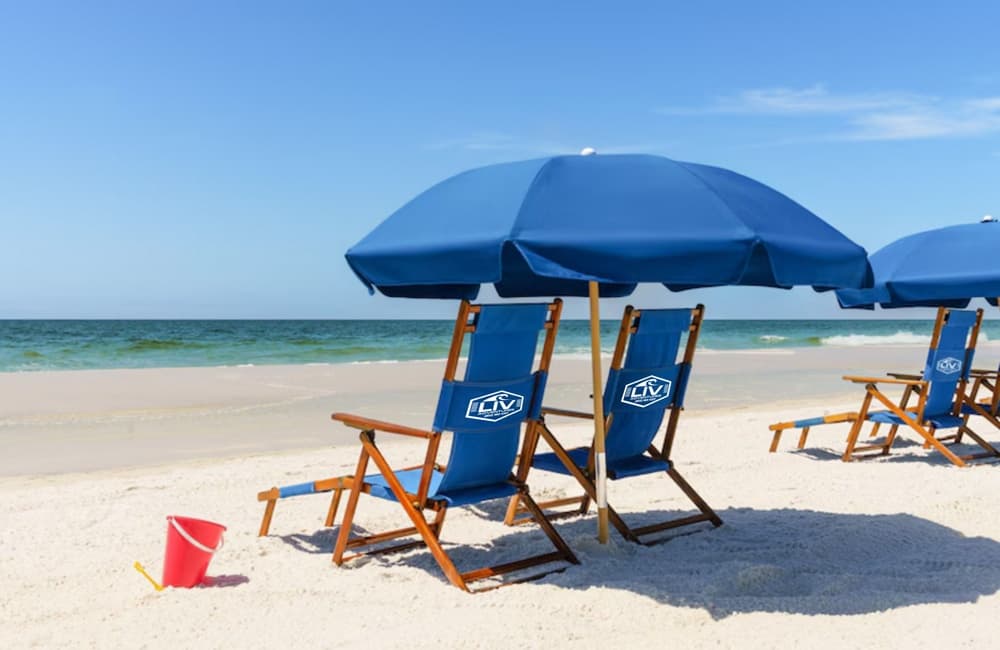 Beach Chair Setup at Crystal Beach with LIV Adventures